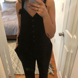 Courdory Black Relaxed Overalls